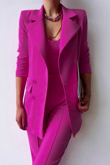 Costum Elegant din 3 Piese Fuchsia, Mayra [3]