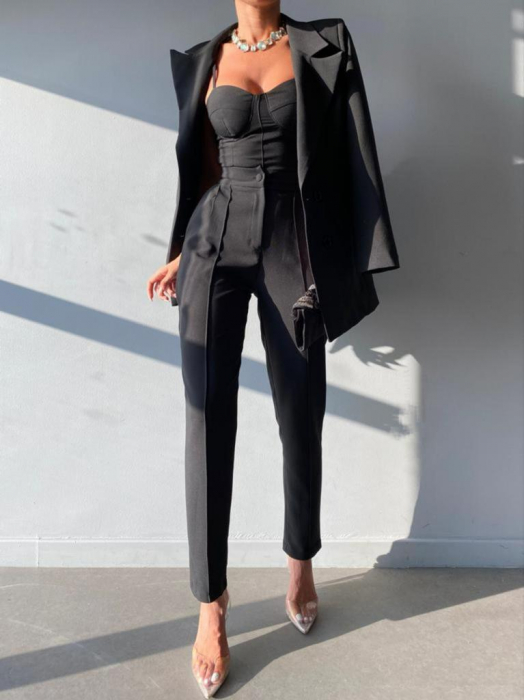 Costum Elegant din 3 Piese Negru, Mayra [2]