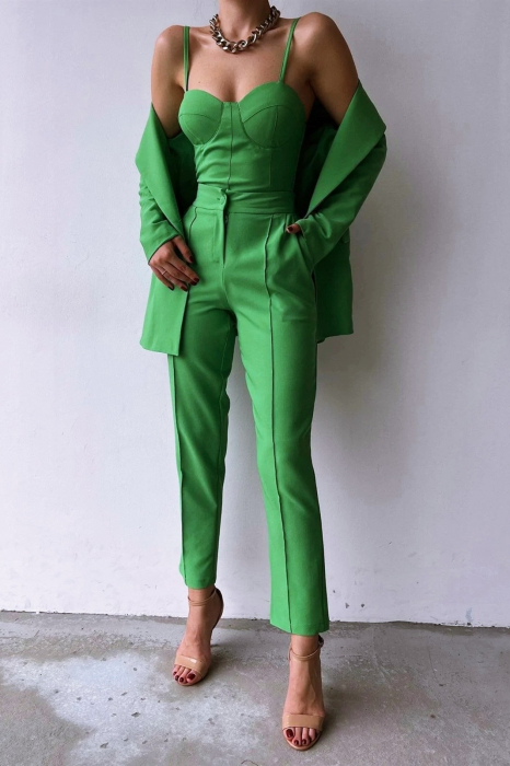Costum Elegant din 3 Piese Verde, Mayra [3]