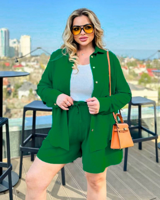 Compleu de varaa cu pantaloni scurti si camasa, verde inchis [8]