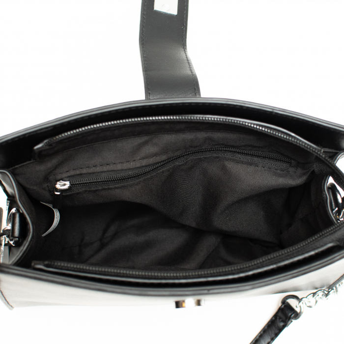 Geanta din Piele Eco Neagra cu Bareta Lunga, Divya [2]