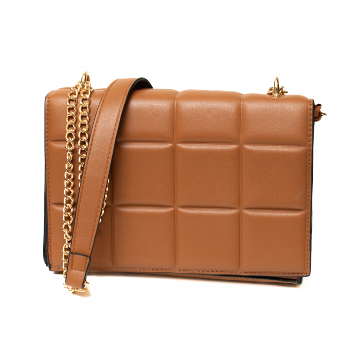 Geanta din Piele Eco Maro cu Design Patrate Fashion [5]