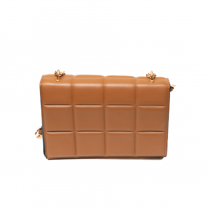 Geanta din Piele Eco Maro cu Design Patrate Fashion [3]