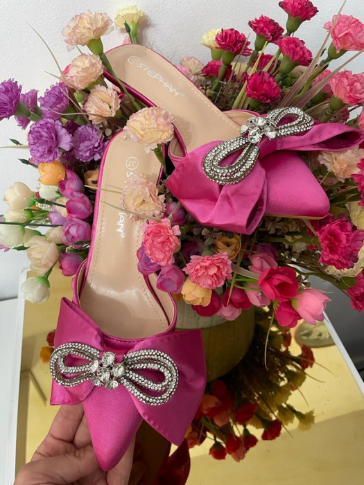 Papuci cu Toc din Satin Riya Pink [2]