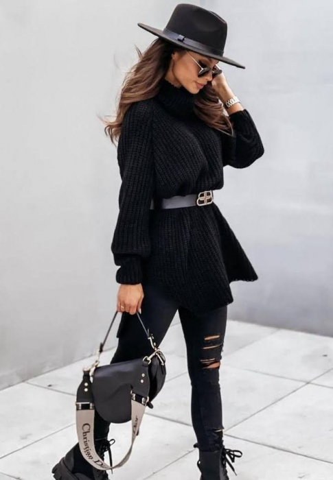 Pulover cu Guler Debora Negru [2]