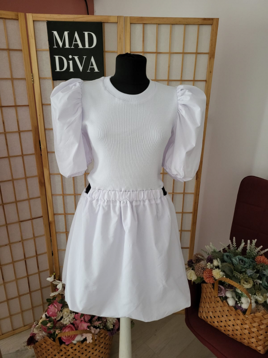 Rochie cu Decupaje Laterale Alba, Rahela [4]