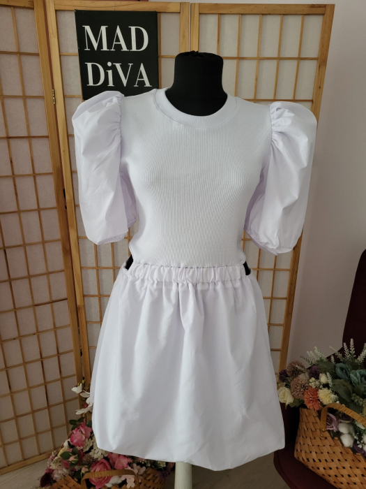 Rochie cu Decupaje Laterale Alba, Rahela [2]