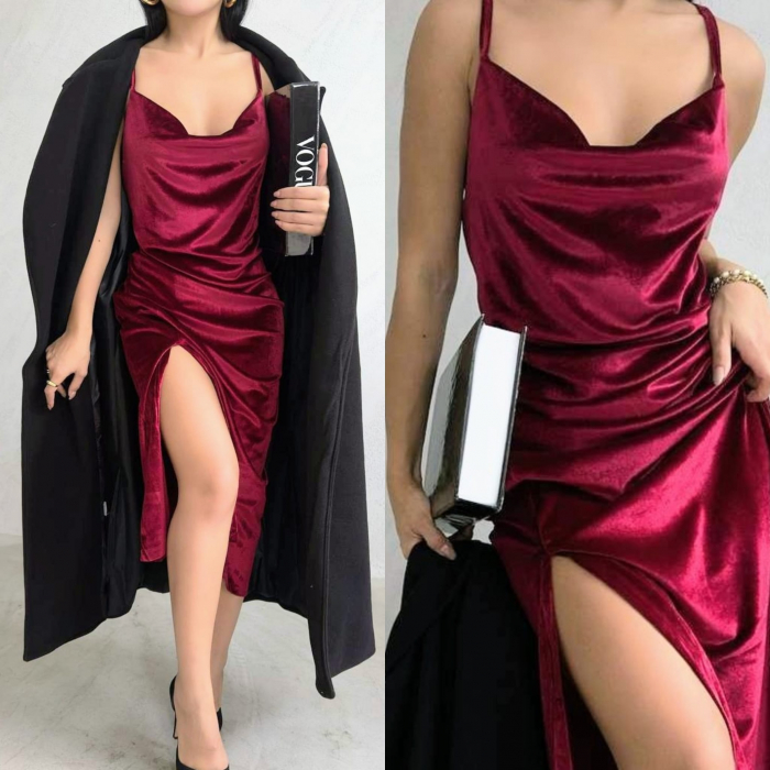 Rochie Grena Midi din Catifea, Juliet [2]