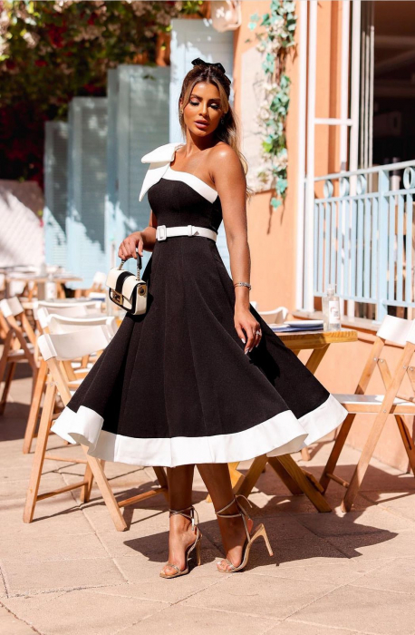 Rochie maxi neagra, cu funda supradimensionata [2]