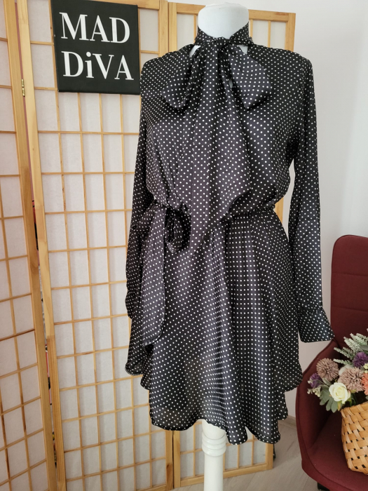 Rochie Mini Neagra cu Buline, Ofelia [4]