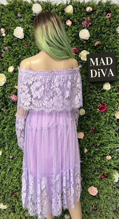Rochie Mov din Dantela cu Maneca Lunga [3]