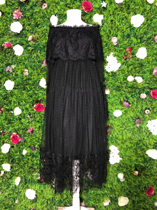 Rochie Neagra din Dantela cu Maneca Lunga [3]