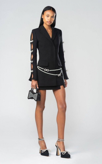 Rochie tip Sacou cu Accesorii din Strasuri si Perle, Ximena [2]
