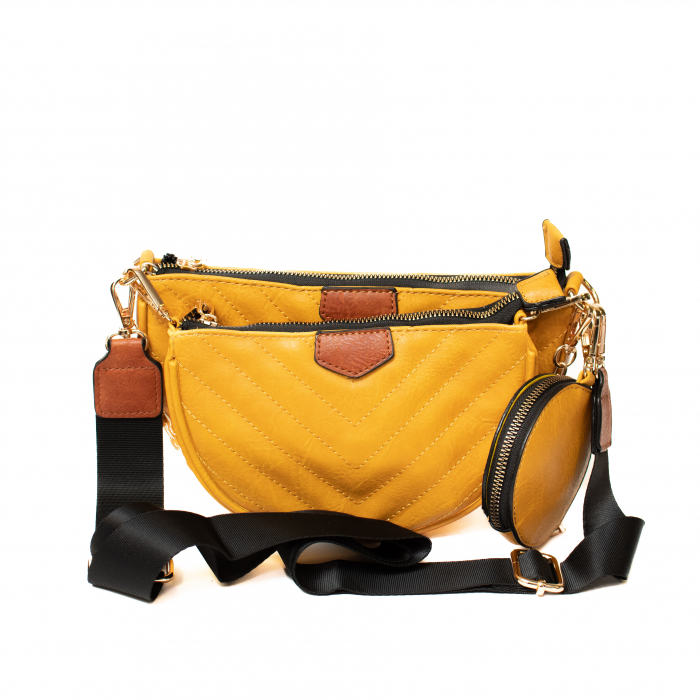 Set 3 Genti din Piele Eco, Galben [5]