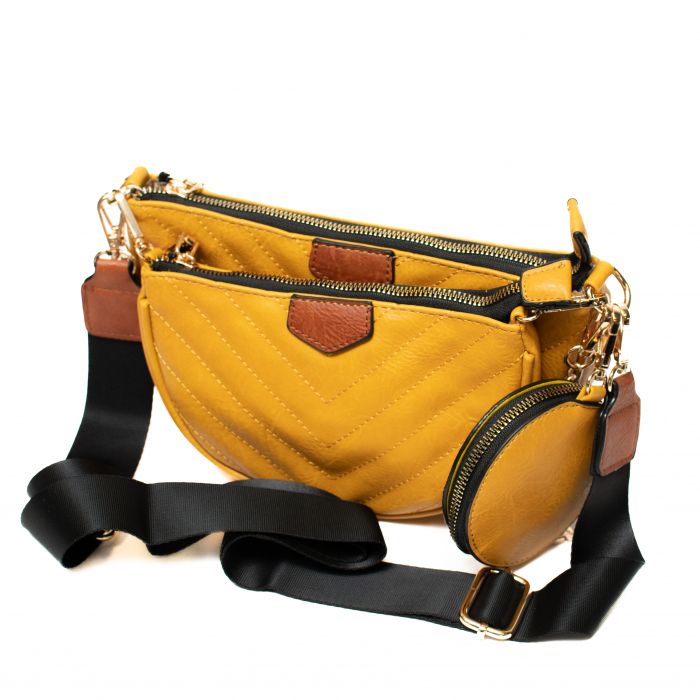 Set 3 Genti din Piele Eco, Galben [7]