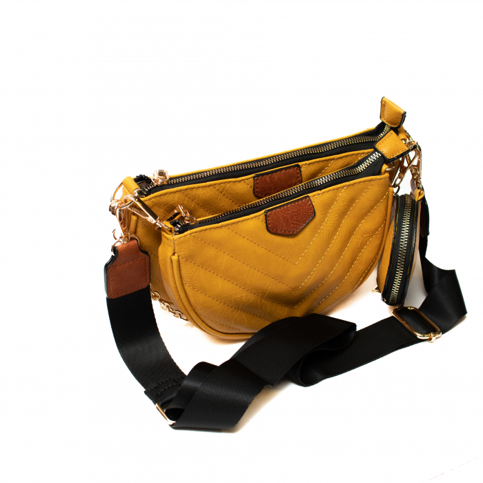 Set 3 Genti din Piele Eco, Galben [9]
