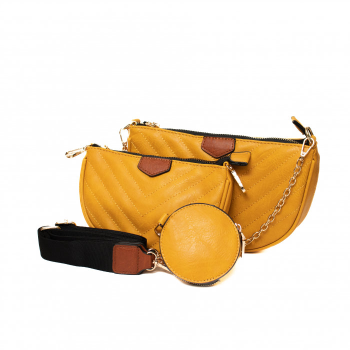 Set 3 Genti din Piele Eco, Galben [2]