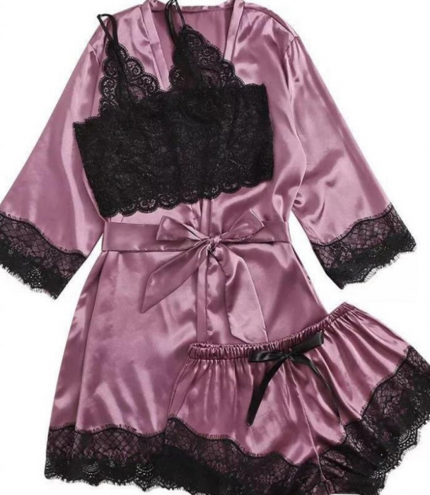 Set Pijama de Dama 3 Piese Mov [3]