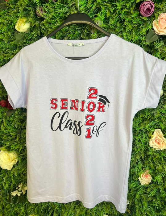 Tricou Alb din Bumbac, Senior Class Of [2]