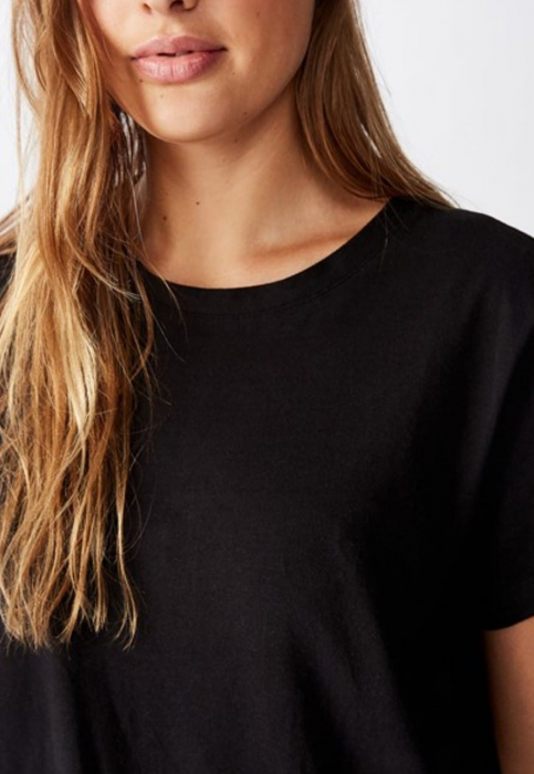 Tricou Basic din Bumbac Negru [7]