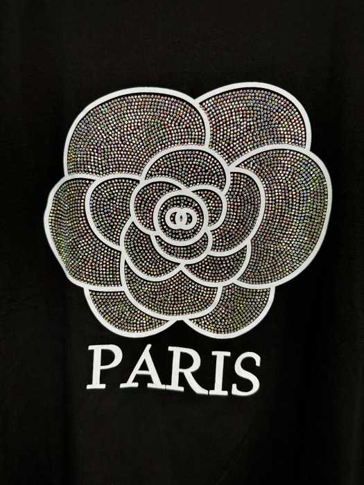 Tricou Negru cu imprimeu si aplicatii din strasuri, Paris [2]