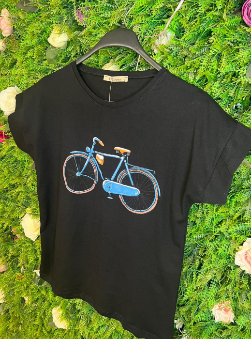 Tricou Negru din Bumbac cu Imprimeu Funny [2]
