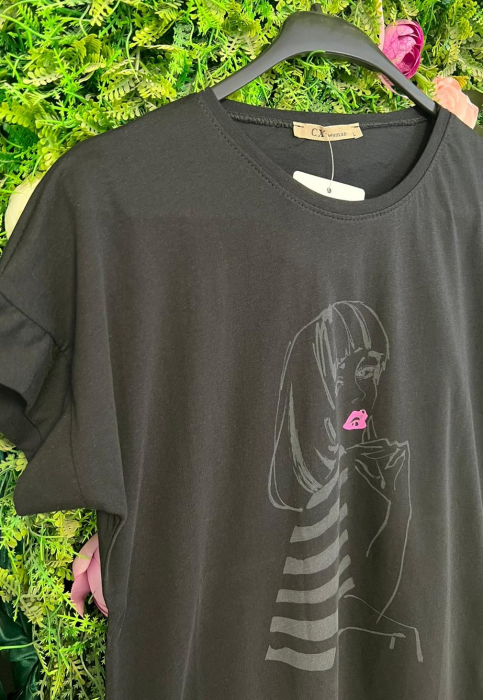 Tricou Negru din Bumbac, Signorina [2]