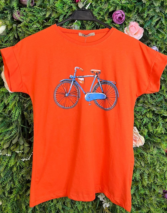 Tricou Orange din Bumbac cu Imprimeu Funny [2]