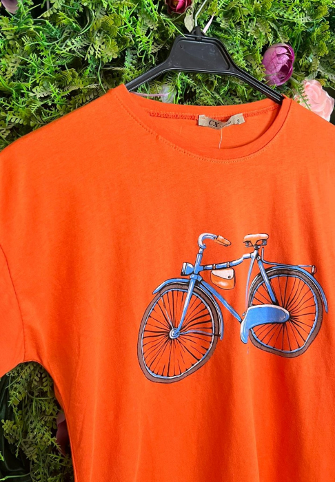 Tricou Orange din Bumbac cu Imprimeu Funny [3]