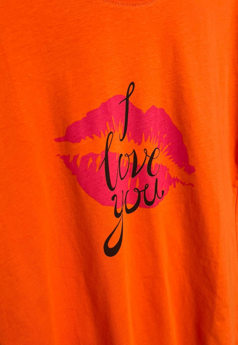 Tricou Orange din Bumbac, I Love you [4]