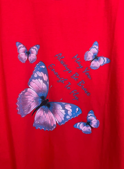 Tricou Rosu din Bumbac cu Imprimeu [2]