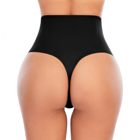 Chiloti Modelatori Tanga cu Talie Inalta, Negru [2]