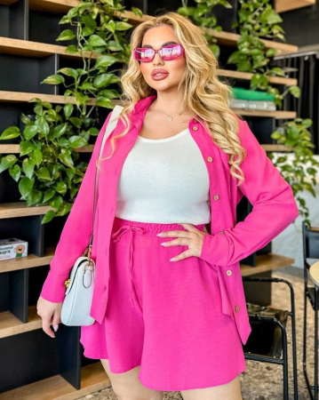 SETURI SI COSTUME - Compleu de vara cu pantaloni scurti si camasa, roz