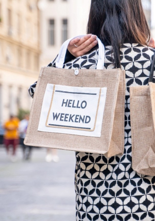 GENTI - Geanta din iuta, HELLO WEEKEND