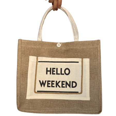 ACCESORII - Geanta din iuta, HELLO WEEKEND