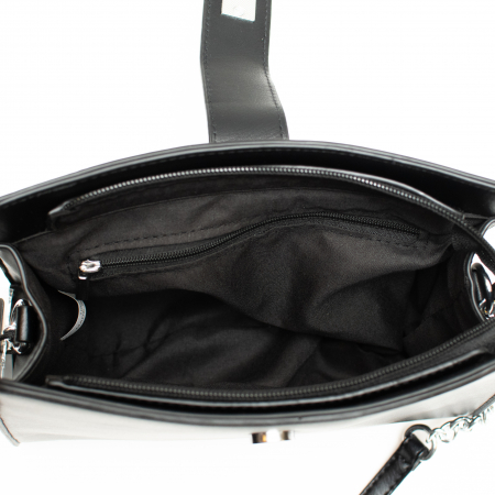 Geanta din Piele Eco Neagra cu Bareta Lunga, Divya [1]