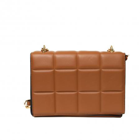 Geanta din Piele Eco Maro cu Design Patrate Fashion [1]