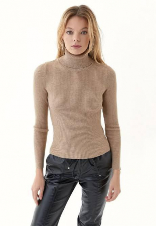 TOPURI & BLUZE - Maleta cu Maneca Lunga Vertical Lines, Bej