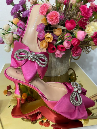 Papuci cu Toc din Satin Riya Pink [0]