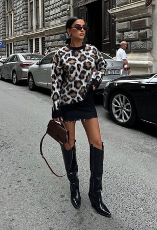 PULOVERE - Pulover pufos animal print