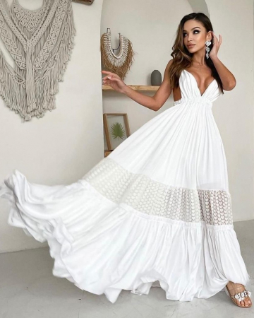 Rochie Alba cu Bretele, Lysandra [1]