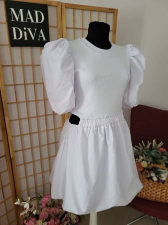 Rochie cu Decupaje Laterale Alba, Rahela [2]