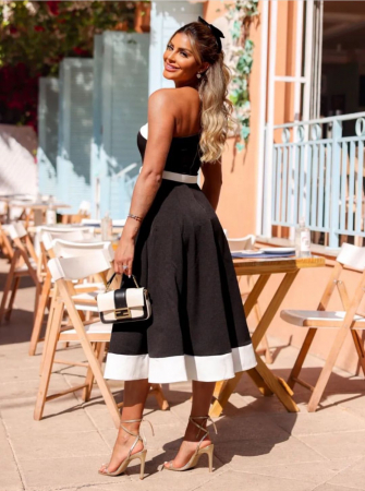 Rochie maxi neagra, cu funda supradimensionata [3]