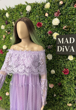 Rochie Mov din Dantela cu Maneca Lunga [1]