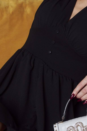 Rochie neagra, maxi, cu maneca lunga si decolteu in V [4]