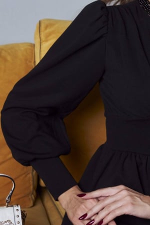 Rochie neagra, maxi, cu maneca lunga si decolteu in V [3]