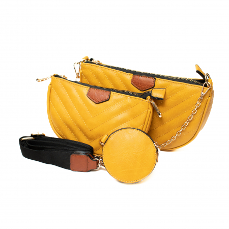 ACCESORII - Set 3 Genti din Piele Eco, Galben