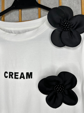 Tricou Alb cu imprimeu si aplicatii in relief [2]