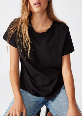 Tricou Basic din Bumbac Negru [1]