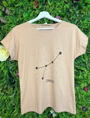 TRICOURI - Tricou Bej din Bumbac, Zodiac